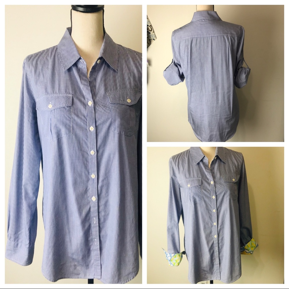Lily Pulitzer Resort Fit Blue Checked  Top